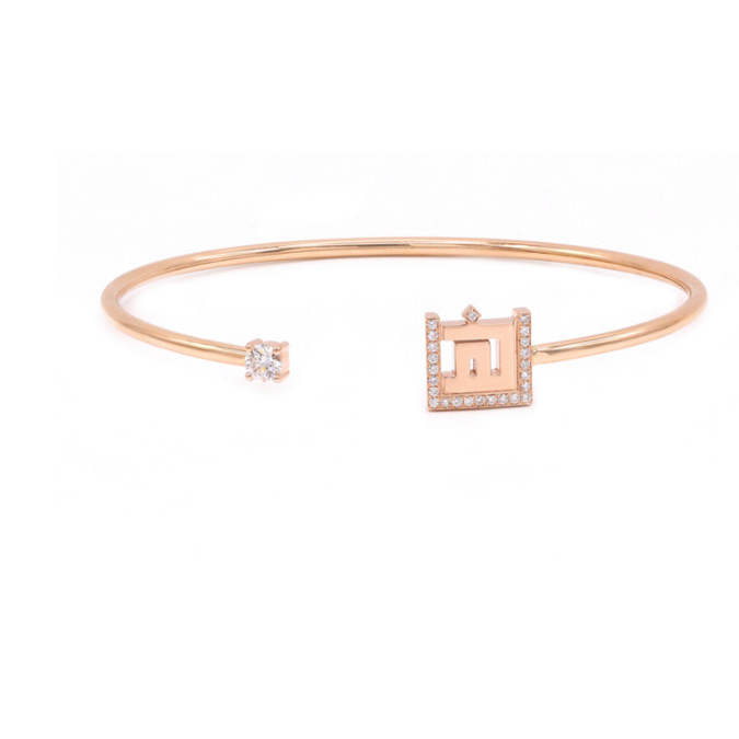 Grossiste en bijoux en argent sterling 925 créant un bracelet manchette ouvert en or rose CZ