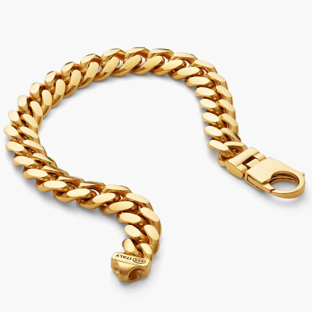 925 bracelets suppliers custom wholesale Cuban Bracelet 10mm_Gold Vermeil
