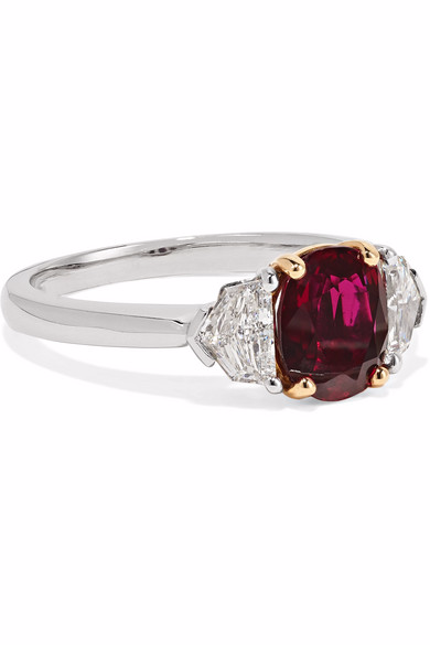 925 silver 18K gold custom wholesale ruby and diamond ring