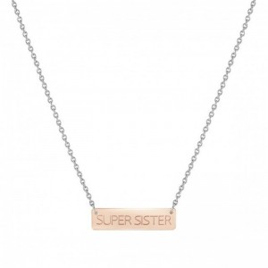 925 silver and 14K Rose gold Vermeil necklace, OEM ODM Super sister Charm jewelry