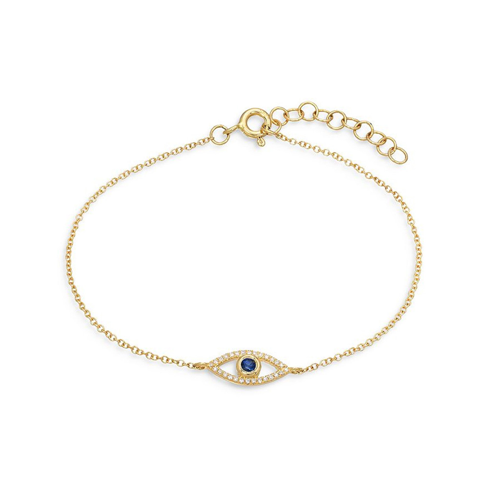 Gioielli personalizzati in argento 925 Bracciale in oro giallo 14 carati Vermeil CZ Evil Eye