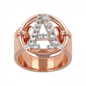 925 silver wholesaler custom design fastion ring in 18k rose gold vermeil