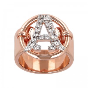 Anillo fastion de diseño personalizado mayorista de plata 925 en oro vermeil rosa de 18k