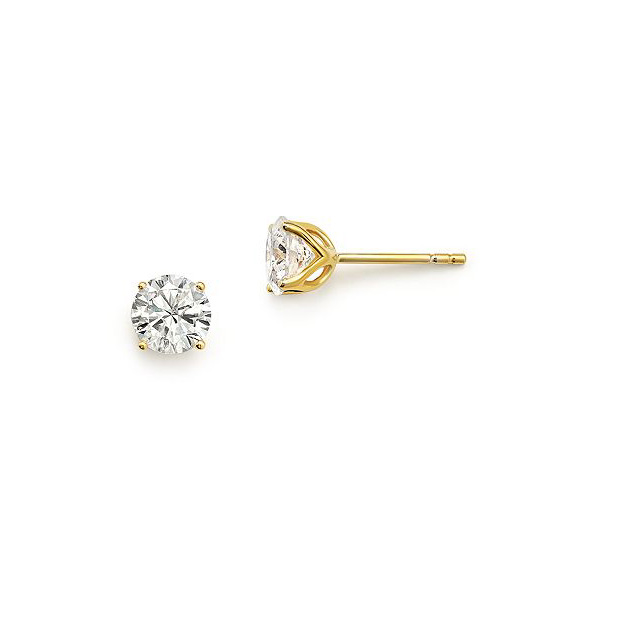 Ohrringe aus 925er-Sterlingsilber im Großhandel mit runden Diamant-Tulpen-Ohrsteckern aus 14-karätigem Gelbgold-Vermeil