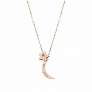 Collar personalizado de estrella y luna OEM ODM del fabricante de joyería al por mayor 925 en oro vermeil rosa