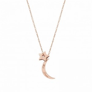 Collier étoile et lune personnalisé OEM ODM, fabricant de bijoux en gros 925, en vermeil or rose