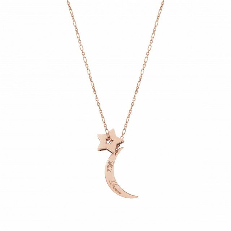 Collier étoile et lune personnalisé OEM ODM, fabricant de bijoux en gros 925, en vermeil or rose