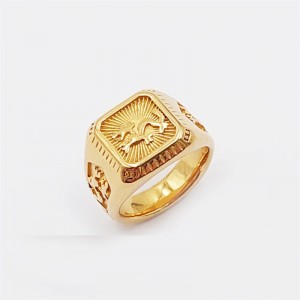 Custom made men’s ring in 18k PVD Gold plated over Sterling Silver  at JINGYING
