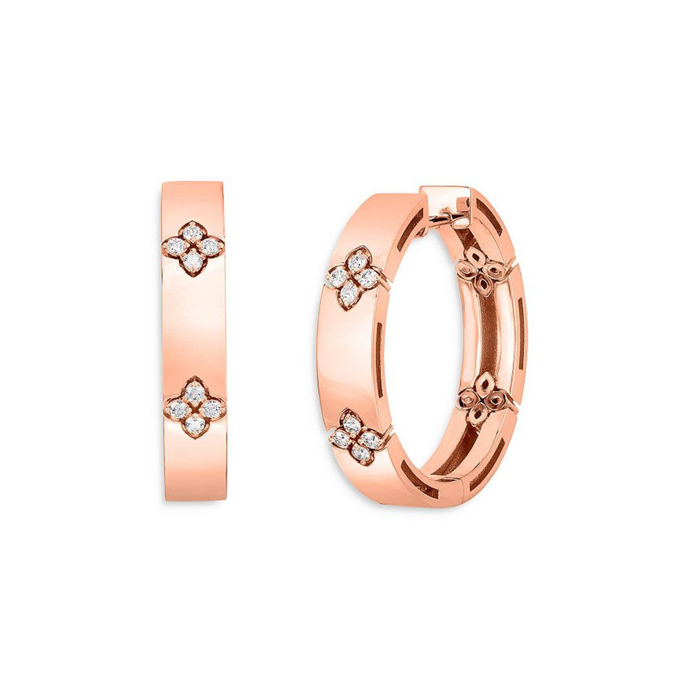 A good supplier for customize 18K Rose Gold Love In Verona cubic zirconia Hoop Earrings