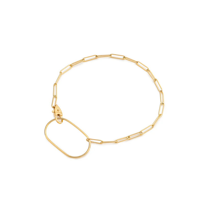 JINGYING : The Custom Manufacturer of 18K ALL ABOUT BASICS Oblong Charm Ladder Chain Bracelet