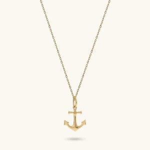 Custom Gold Vermeil Jewelry Anchor Necklace in Gold At JINGYING