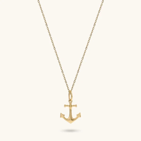 Custom Gold Vermeil Jewelry Anchor Necklace in Gold At JINGYING