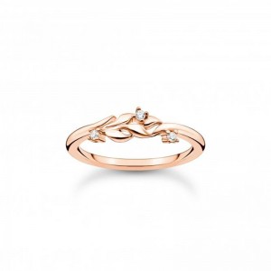 Australia jewelry trader creating custom logo on 925 Sterling silver Rose Gold Vermeil  CZ Leaves Ring