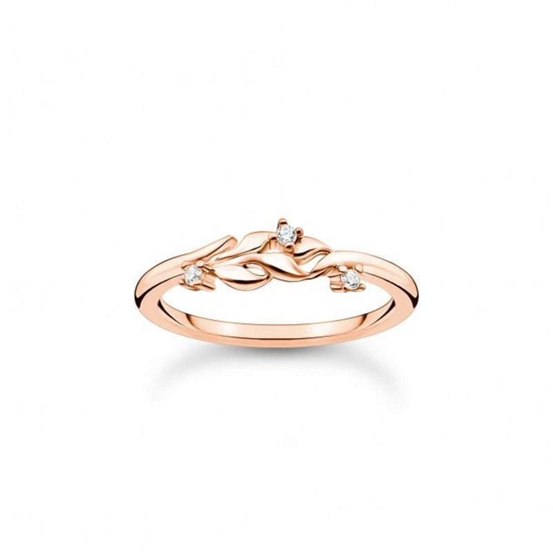 Australiens smyckeshandlare skapar anpassad logotyp på 925 sterling silver Rose Gold Vermeil CZ Leaves Ring