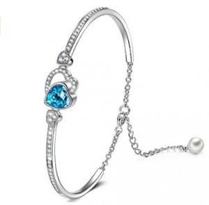 Custom wholesale Love Actually Heart Bangle Bracelets Made with Swarovski Crystals