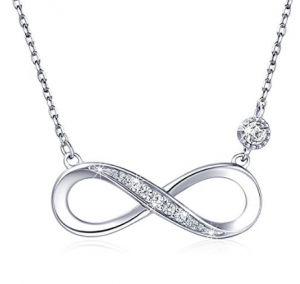 Collana personalizzata in argento sterling 925 all'ingrosso - Collana regolabile da donna con ciondolo a cuore infinito placcato oro bianco con diamanti, regalo di Natale