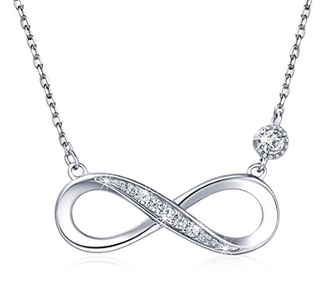 Anpassad grossist925 Sterling Silver Halsband – Infinity Heart Pendant Vitguldpläterad diamant Kvinnor Justerbart Halsband Julklapp