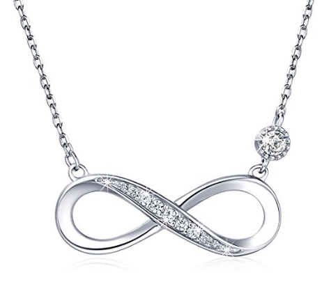 Pasgemaakte groothandel925 Sterling Silwer Halssnoer – Infinity Heart Hanger Witgoud Vergulde Diamant Vroue Verstelbare Ketting Kersgeskenk