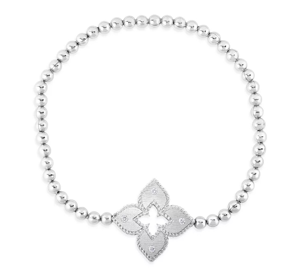Fornitore di gioielli in argento 925 della Bielorussia Bracciale elasticizzato CZ principessa veneziana personalizzato in oro bianco 18 carati Vermeil
