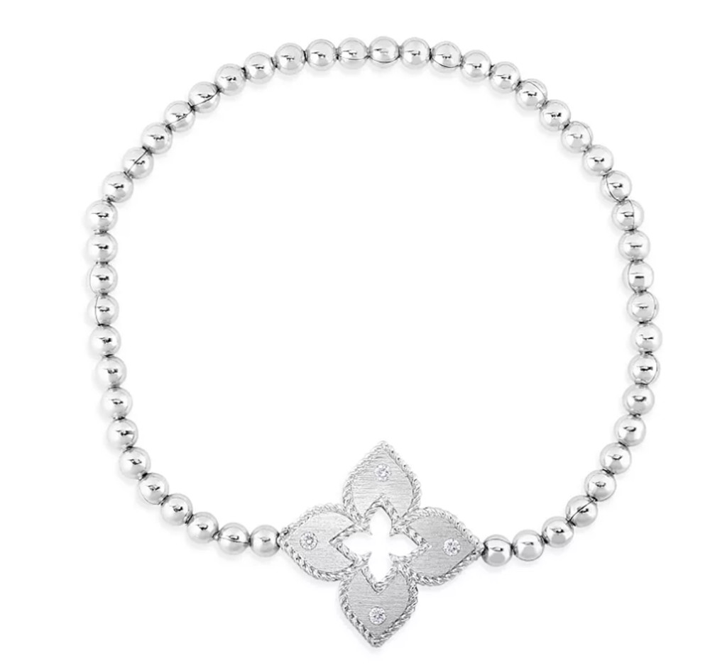 Fornecedor de joias de prata 925 da Bielorrússia Personalizado e personalizado 18K Ouro Branco Vermeil Princesa Veneziana CZ Pulseira Stretch