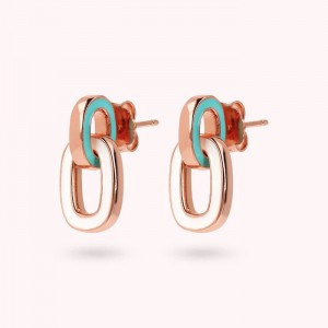 Providing rose gold-plated silver Bicolor Pendant Earrings designed service