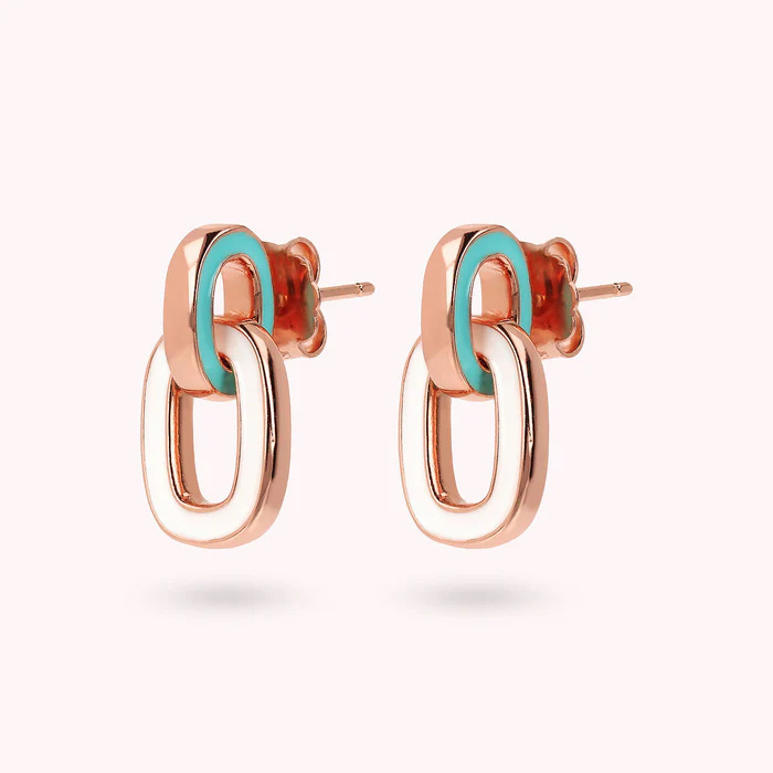 Providing rose gold-plated silver Bicolor Pendant Earrings designed service