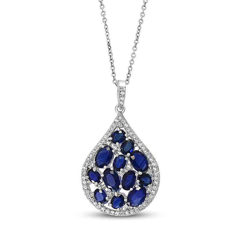 Blou Sapphire Ketting OEM ODM pasgemaakte groothandel fabriek 14K Witgoud