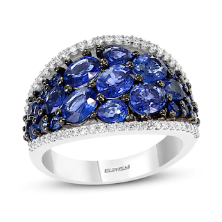Blue Sapphire Rhodium Ring OEM custom wholesale 925 Sterling Silver