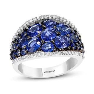 Blue Sapphire Rhodium Ring OEM anpassad grossist 925 Sterling Silver