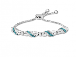 Blau-weißes Diamant-Bolo-Armband aus Sterlingsilber, individuelle Schmuckhersteller