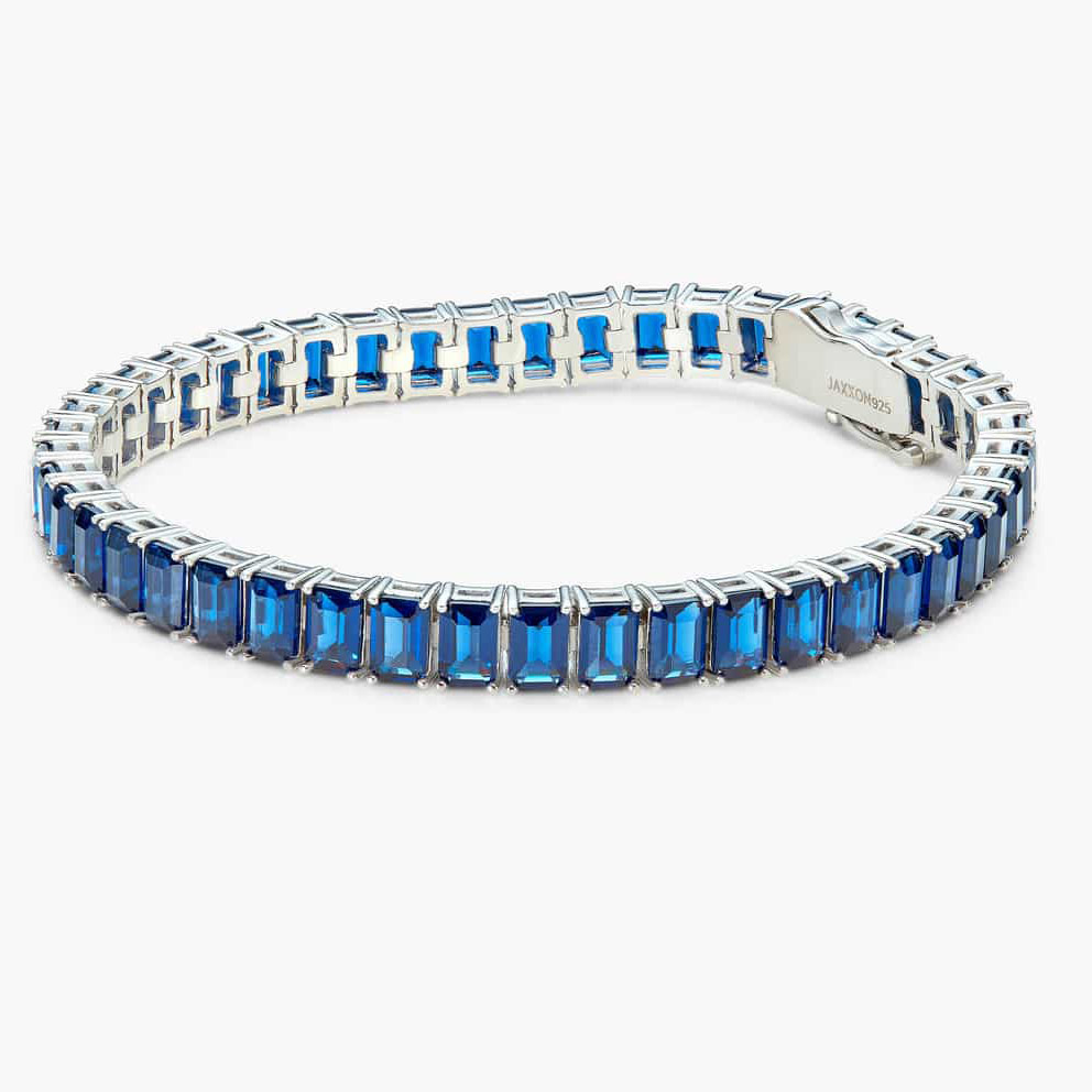 سوار التنس الأزرق مورد المجوهرات الفضية الاسترليني حسب الطلب
