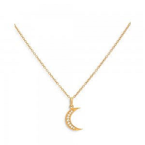 Bolivia jewelry distributors customized made 925 sterling silver yellow gold vermeil CZ moon pendant necklace