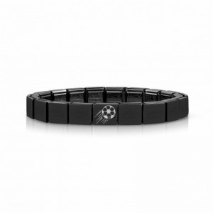 Grossista di gioielli brasiliano Bracciale componibile Oem Odm Composable Glam Nero in Argento Sterling, Calcio