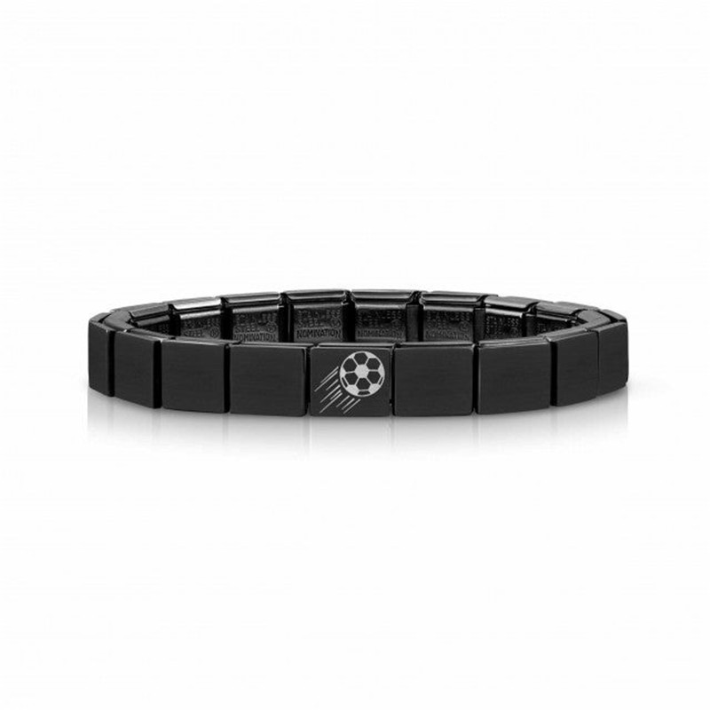 Grossista di gioielli brasiliano Bracciale componibile Oem Odm Composable Glam Nero in Argento Sterling, Calcio