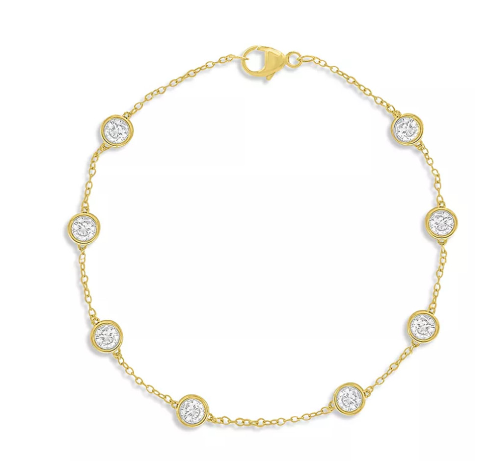 Brésil vente en gros de bijoux en or 18 carats fabricant de bracelets de station CZ sur mesure en or jaune 14 carats Vermeil