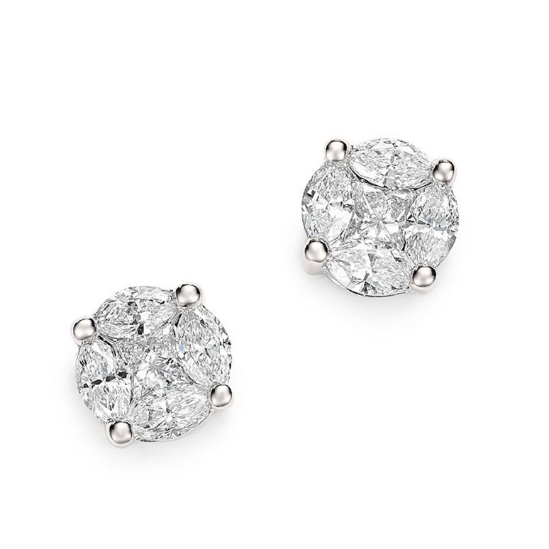 Fabricants de bijoux plaqués or brésiliens Oem Omd Cz Cluster Stud boucles d'oreilles en argent sterling en or blanc 14 carats Vermeil