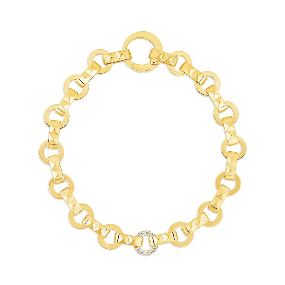 Brazylijscy producenci biżuterii wykonali na zamówienie srebrną bransoletkę Obelisco Cz z 18-karatowego żółtego złota