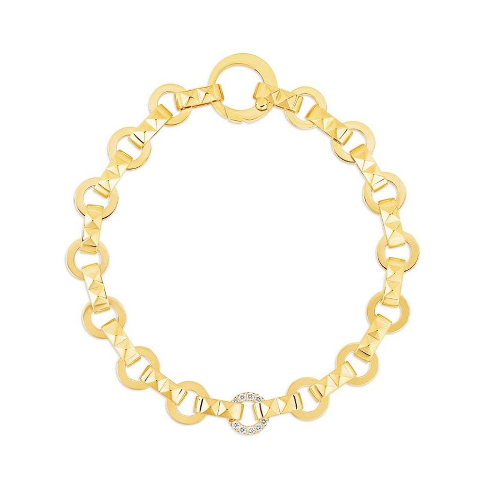 Pulsera de plata esterlina Obelisco Cz con relleno de oro amarillo de 18k hecha a medida de fabricantes brasileños de joyería