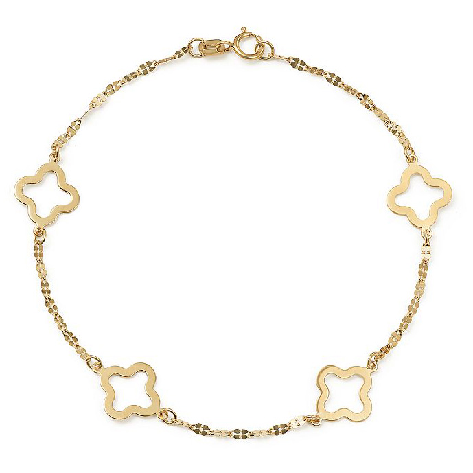 Brazilian gold plated jewelry wholesale custom Quatrefoil Station Bracelet in 14K Yellow Gold Vermeil