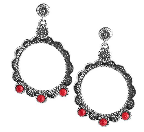 Orecchini pendenti in corallo rosso argento sterling americano all'ingrosso personalizzato
