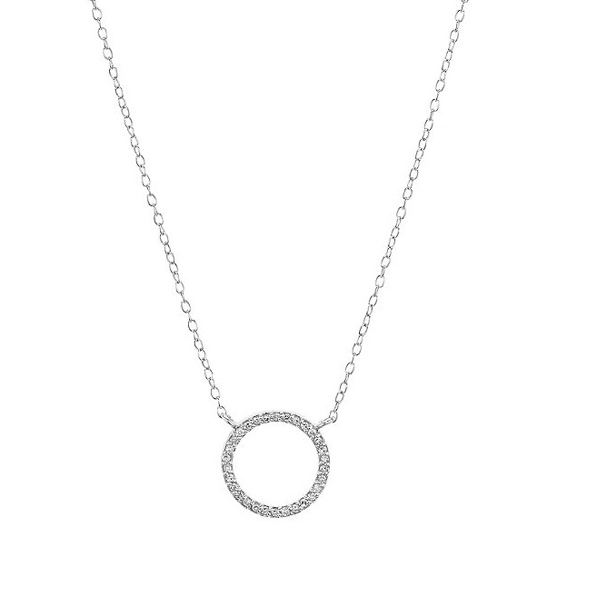 CZ Diamond Open Circle Pendant Necklace in Sterling Silver Custom design jewelry Suppliers Manufacturers