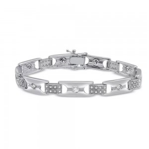 Bracelet à maillons CZ en argent sterling plaqué or blanc 14 carats fabricant de bijoux