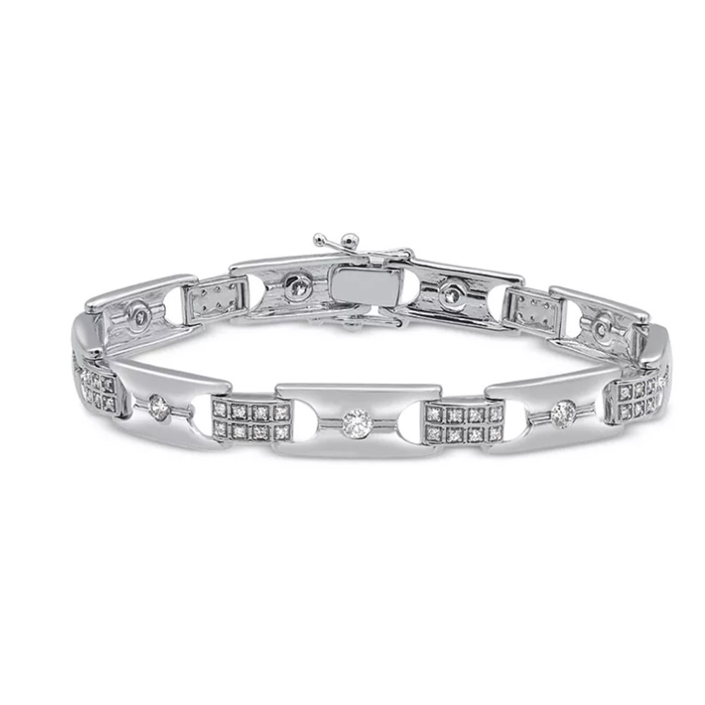 CZ Link náramek v 14K White Gold pozlacený mincovní sivler šperků výrobce