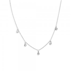 Canada Sterling Silver Reseller Custom Design Cz Droplet Station Necklace In 14k White Gold Or 14k Yellow Gold Vermeil