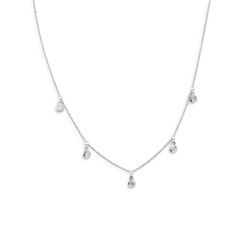 Canada Sterling Silver Reseller Custom Design Cz Droplet Station Necklace In 14k White Gold Or 14k Yellow Gold Vermeil