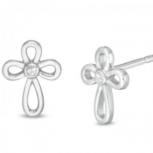 White Cubic Zirconia Cross Stud Earrings in Sterling Silver: Your Trusted OEM Jewelry Manufacturer & Supplier in China