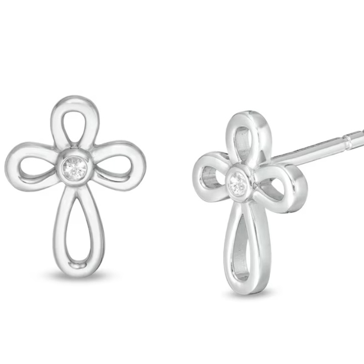 White Cubic Zirconia Cross Stud Earrings in Sterling Silver: Your Trusted OEM Jewelry Manufacturer & Supplier in China