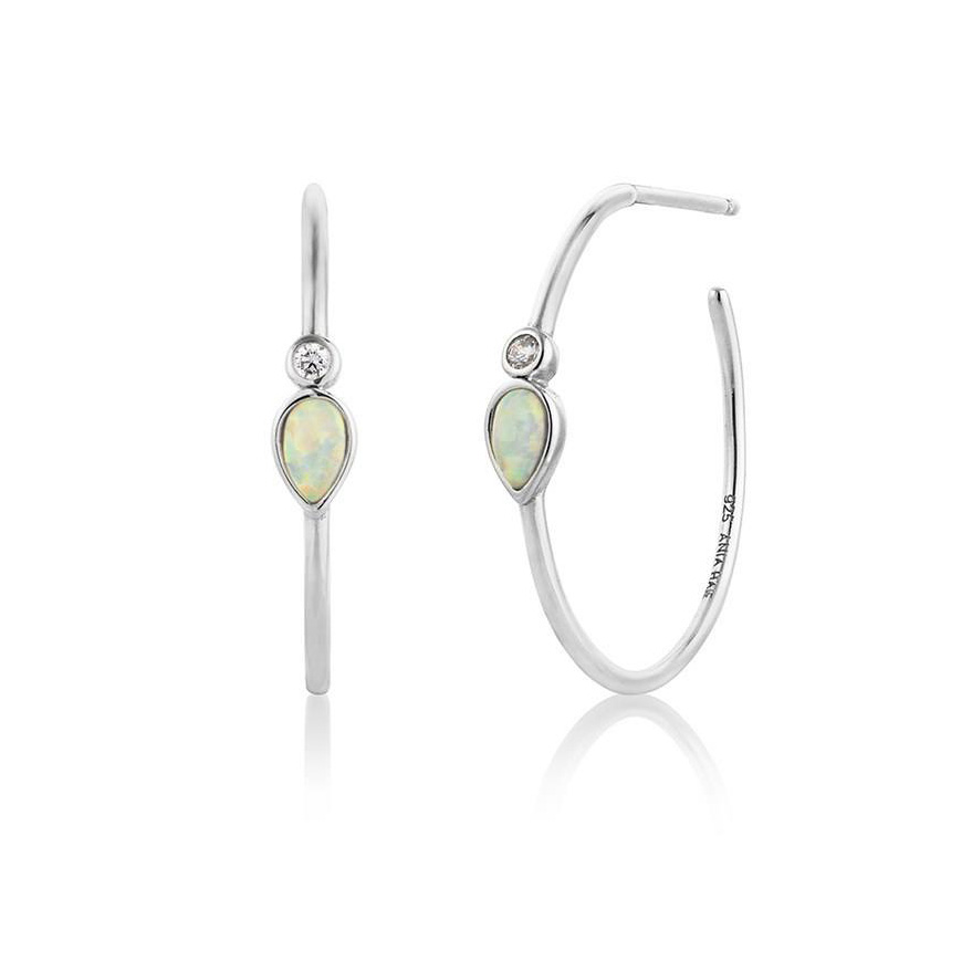 Kina Custom Design 925 Sterling Silver Crystal & Opal Hoop Örhängen leverantör