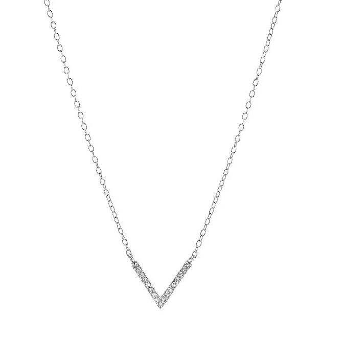 Collier CZ V personnalisé en usine de bijoux OEM de Chine en argent sterling