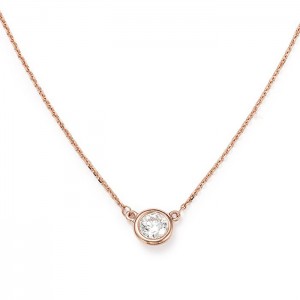 Coustomise Cubic zirconia Bezel Set Pendant silver or copper Necklace in 14K Rose Gold plating